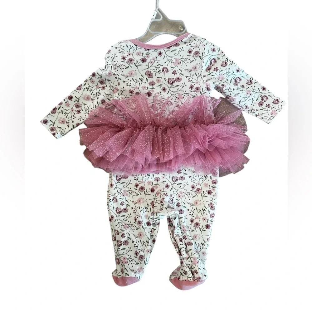 Baby Essentials Floral Tutu Onesie Footie 6 months